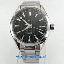 Luxury 41mm corgeut black dial date luminous Sapphire glass Automatic Watch 2862