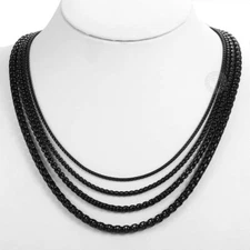 2/3/4/5mm Men Stainless Steel Black Box Chain Necklace 18-24 inch