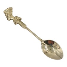 Cuillère souvenir Reine Néfertiti Afrique International ton or voyage de collection