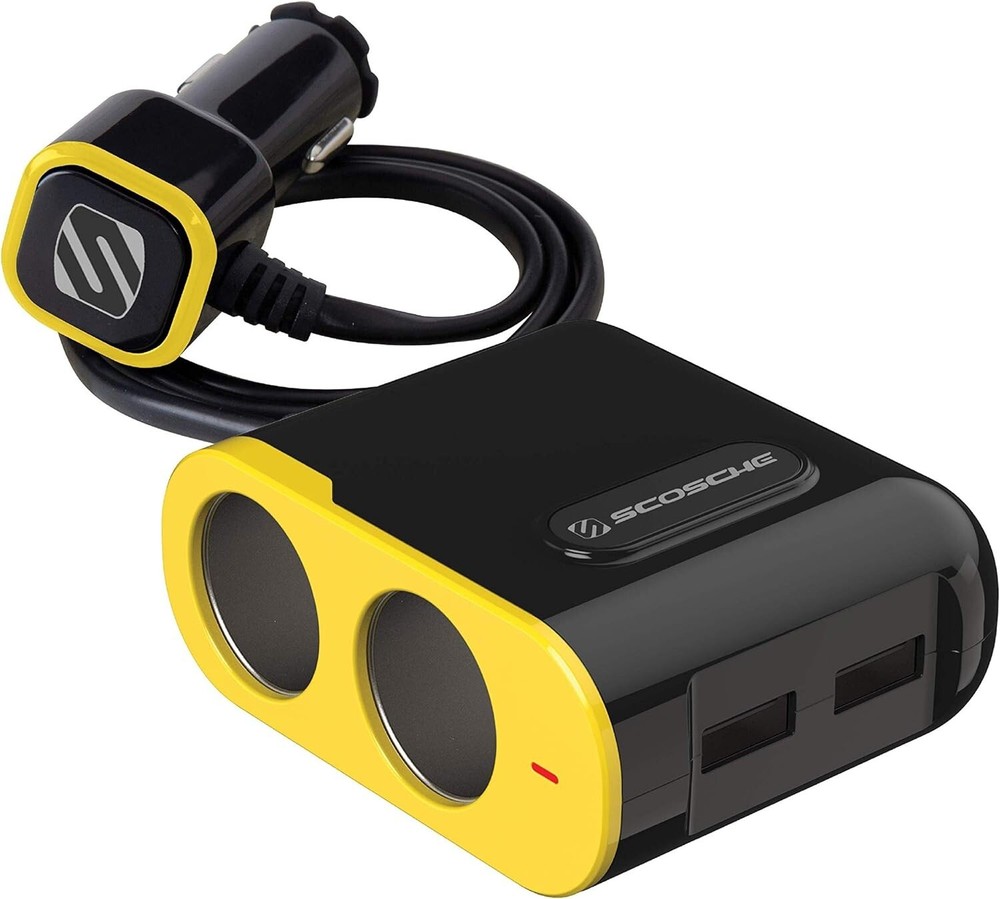 SCOSCHE DCLS242 DoubleUp Dual 12V Adapter w/ Dual 12W USB Charger - Dual Cig