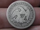 1857 O Silver Seated Liberty Quarter- New Orleans, About Good Details