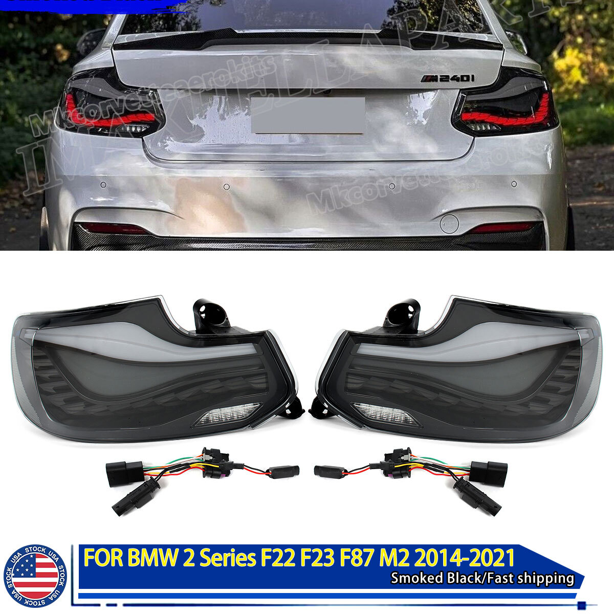 Smoked GTS OLED Taillights - BMW F87 M2 & F22 2 Series と互換性がある