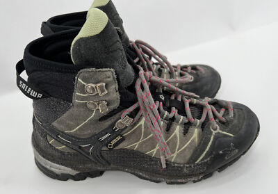Salewa Gore-Tex Hiking Boots 3F System Slate Gray/Mint Womens Sz 7.5 US