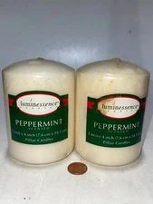 (Lot Of 2) White 3"x4" Pillar Candle Vintage