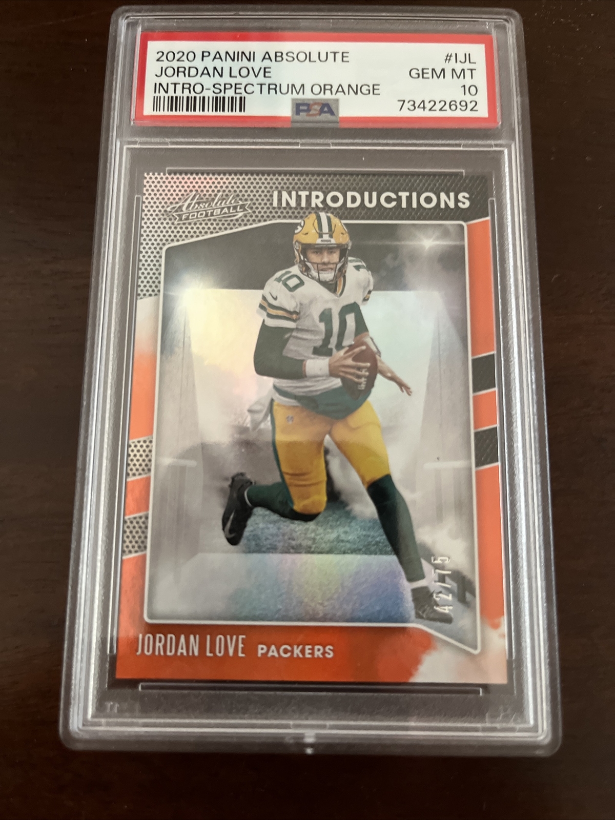 Jordan Love Panini Absolute Introductions #IJL Spectrum Orange