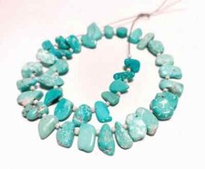 "Natural Arizona Turquoise Fancy Beads 9x6-11x8mm Smooth 10'' Strand Jewelry"