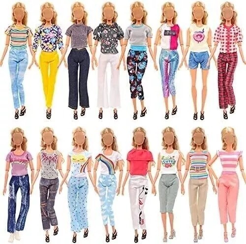 53 PCS Barbie Clothes Doll Fashion Wear Clothing Outfits Dress up Gown Shoes Lot