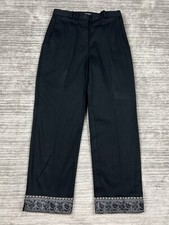 Karen Kane Instyle Pants Womens 6 Black Embroidered Hem Casual