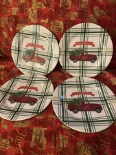 Collectible Old East Main Co. New 4 Pack 8 Inch Merry Christmas Plates Melamine