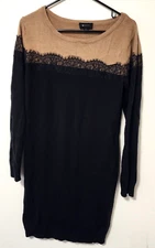 AB Studio Long Sleeve Black And Brown Women Sweater Size L