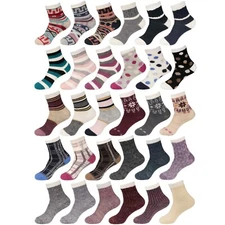 BambooMN Funky Women's Double Layer Winter Home Socks, 3 Pairs