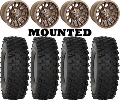 Kit 4 System 3 ATX470 Tires 33x10-15 on Moose 24X Bronze Wheels CAN