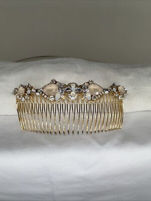 NEW Haute Bride Hair Comb Golden Soft Pink Rhinestone  display picture 2