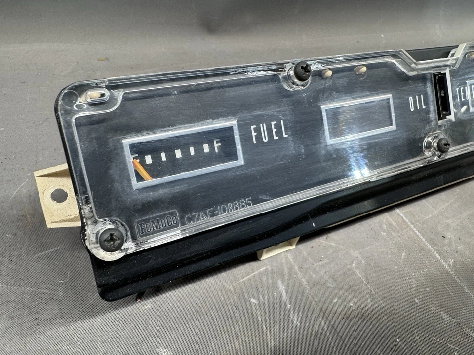 1967 Ford Galaxie Fuel Gas Gauge Dash Oil Temperature Lens Trim Amp Alternator - Image 2 of 4