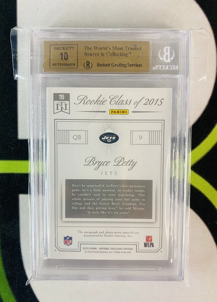 BRYCE PETTY 2015 NATIONAL TREASURES RC PATCH #15/25 BGS 9.5 ROOKIE 10 AUTO - Image 2 of 2