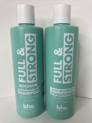2X-  BHS Full & Strong Anti Dandruff Shampoo & Conditioner Salicylic Acid NEW