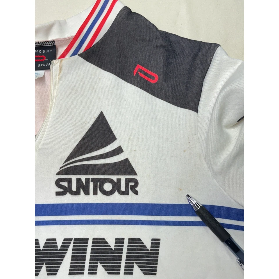 Vintage 90s Schwinn Icy Hot Paramount Cycling Jersey XL Red White Bike Shirt - Image 3 of 4