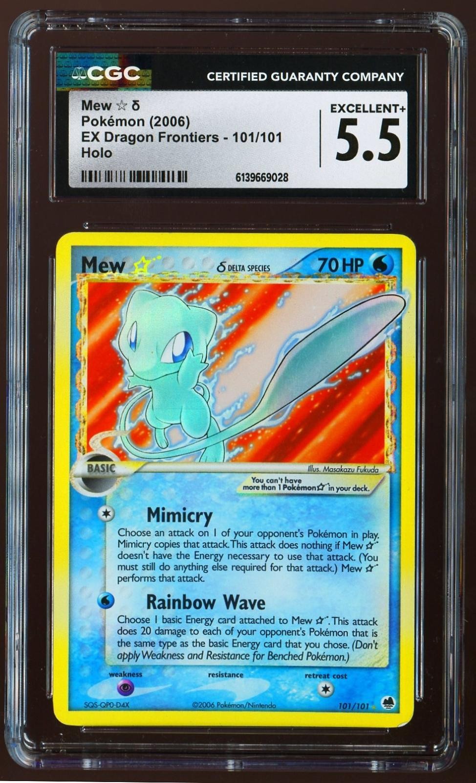 CGC 5.5 Mew 101/101 Holo Gold Star EX Dragon Frontiers Graded Pokemon Card