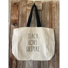 Teach Love Inspire Tote Bag Large Canvas Teacher School Reusable Book Bag