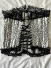 Women's Victorian Gothic Grey & Black Ruffle Lace Corset XL — photo 5