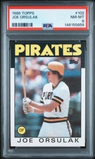 1986 Topps Joe Orsulak Rookie Card (RC)(Pirates) PSA 8 NM-MT (FRESH SLAB)!!. rookie card picture