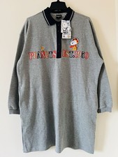 NWT Peanuts Snoopy Oversized Long Sleeve Thick Heavy Sweatshirt Dress Grey M