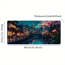 40 90cmJapanese City Night Scene Large Mouse Pad 35.4x15.7 - Non-Slip Rubber Bas