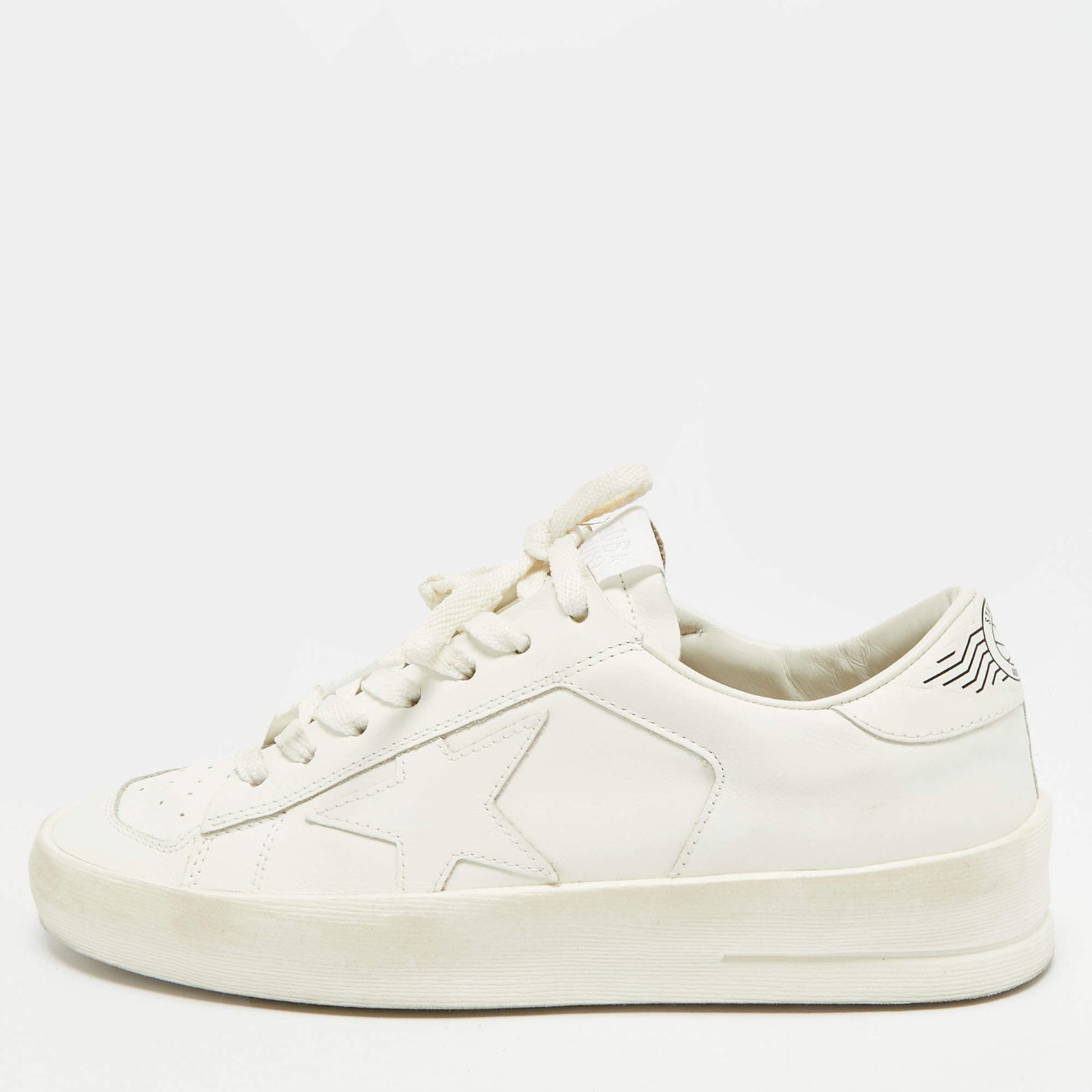 Golden Goose Stardan Size 37 White Leather Lace Up Sneakers