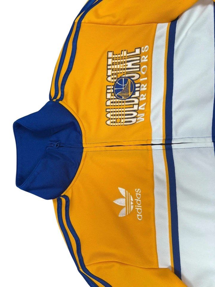 RARE Y2K Golden State Warriors adidas Originals Track Jacket Gold Men's Small - Image 3 of 4