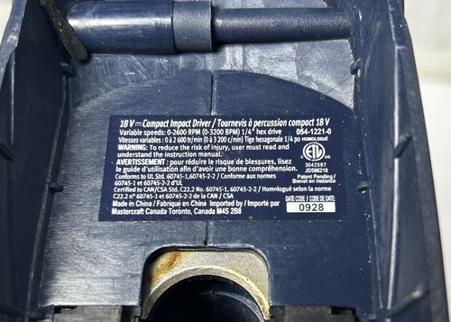 MASTERCRAFT 18V CORDLESS COMPACT IMPACT DRIVER DRILL 054-1221-0 W/ 2 BATTERIES - Picture 16 of 16