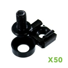 50 Pack Lot - M6 Rack Mount Cage Nuts  Screws w/Washers - Square Clips Server