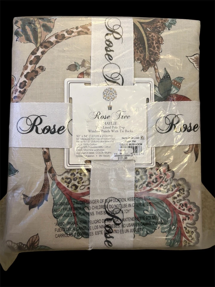 Rose Tree haylie lined panel pair 127cm x 213cm - Image 2 of 2