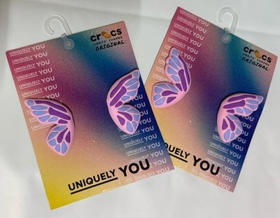 Crocs Jibbitz Authentic Butterfly Purple Wings Charms - Wedding Set Of 2