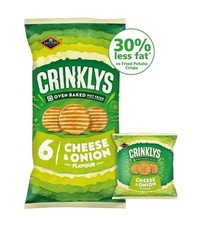 2 x Jacob's Crinklys Cheese & Onion 30% Less Fat Multipack Snacks 6x23g  