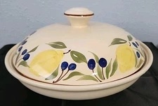 Ceramiche Larry S.K.G Large Covered Dish Hand Painted 11 1/2 Diameter