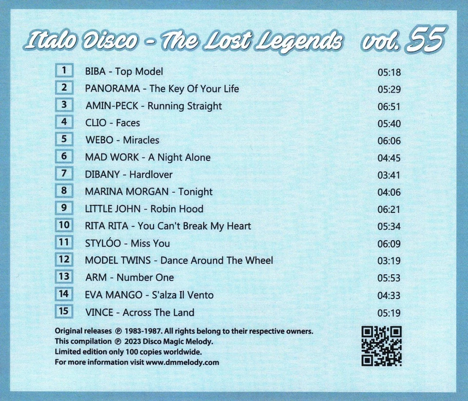 Italo Disco - The Lost Legends Vol. 55, Ltd Edition CD  RAR !!! - Bild 2 von 3