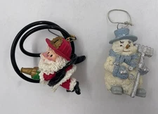 Tobaggonin Encore Group Snowman & Whimsical Fireman Santa Ornaments Lot Of 2