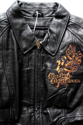 Harley Davidson Motorradjacke Damen Large Schwarz Leder LJKTC699
