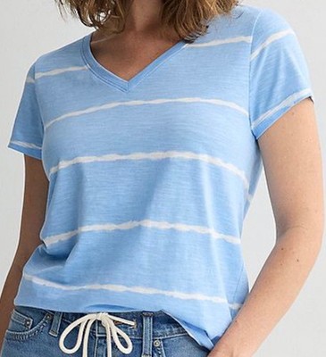 SONOMA Women s V-Neck Tee Top Shirt  Sz 2X - Blue Dye Stripe - New