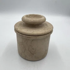 Marble Butter Keeper Crock 5.5" French Style Stoneware Container
