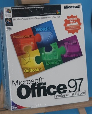 Sealed Microsoft Office 97 Professional Edition Software 97 NEW Vintage Big Box