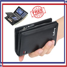 Mens RFID Blocking Leather Wallet Credit Card ID Holder Zipper Purse Waterproof