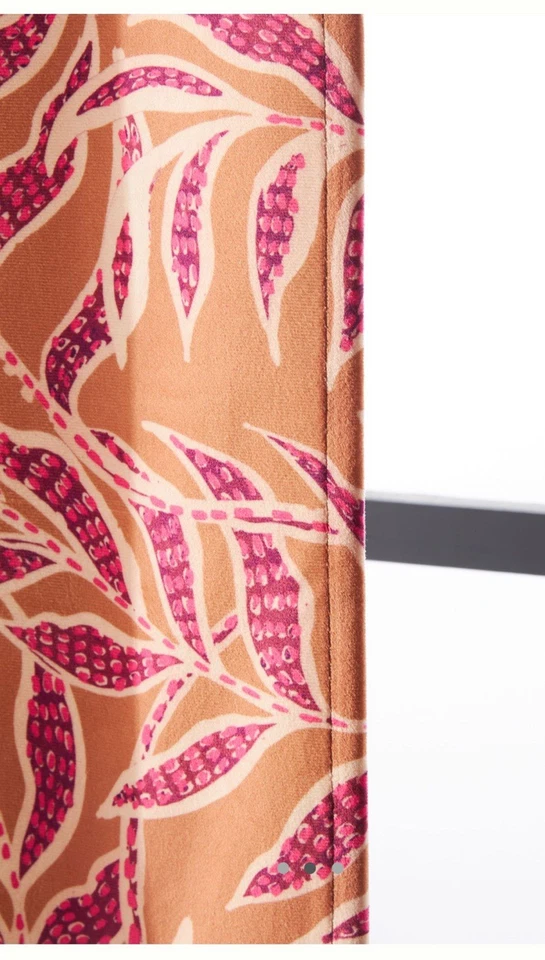 Panel Cortina Terciopelo Anthropologie Keli 96x50 Naranja Oscuro con Hoja Rosa Floral Foto 2 de 4