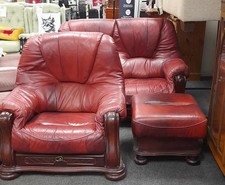 Genuine Italian Leather Burgundy Suite - CS H55