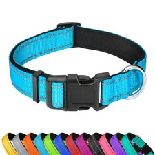 PWOD Reflective Dog Collar Adjustable Soft Neoprene Padded Nylon Pet Collars ...