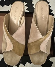 COACH 100 Authentic Suede Leather Mule Pink Tan Size 10 Retail 195