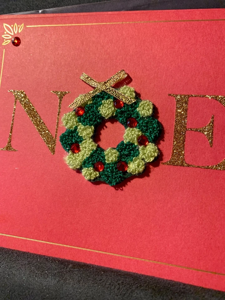 Set of 2! Papyrus Christmas Cards! Lovely Crochet Wreath! - Image 3 of 4