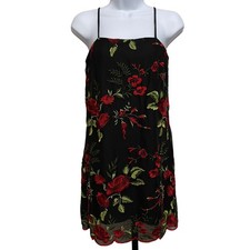 Show Me Your Mumu Risque Rose Embroidered Floral Mini Dress XS Dark Romantic