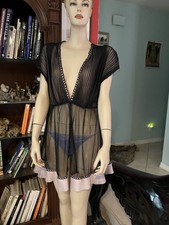 Seductive Wear Cinema Etoile Babydoll Nightie Size XL Pink Black Sheer