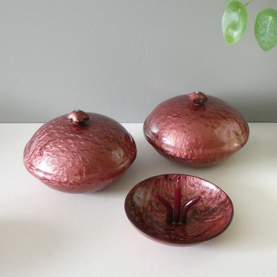 Art Deco rot früh Kunststoff Ring Halter Schmuckschatulle Kannen Vintage Schminktisch